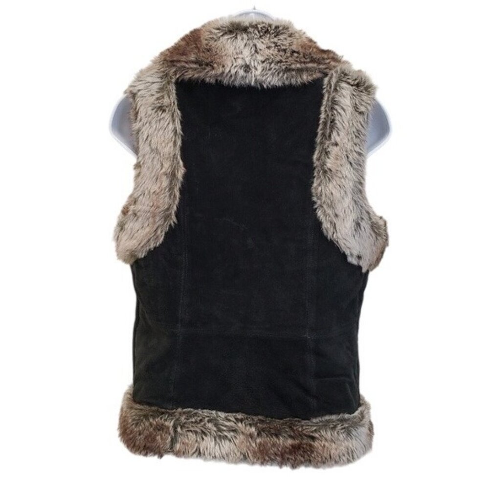 LAL Live a Little Leather Womens Faux Fur Trim Vest Size Small - Picture 2 of 5